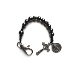 Mini Rosario Protector San Benito Hematita