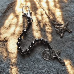 Mini Rosario Protector San Benito Hematita