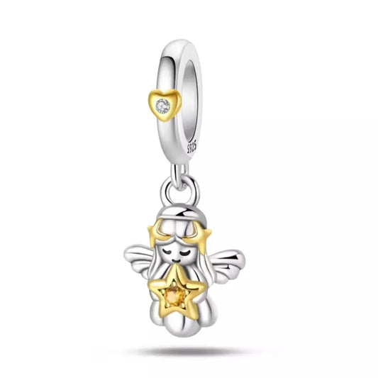 Dije Plata 925 Colgante Ángel de la Guarda Dorado Santo Altar