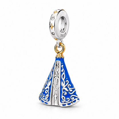 Dije de plata 925 con la Virgen Aparecida de manto azul estrellado