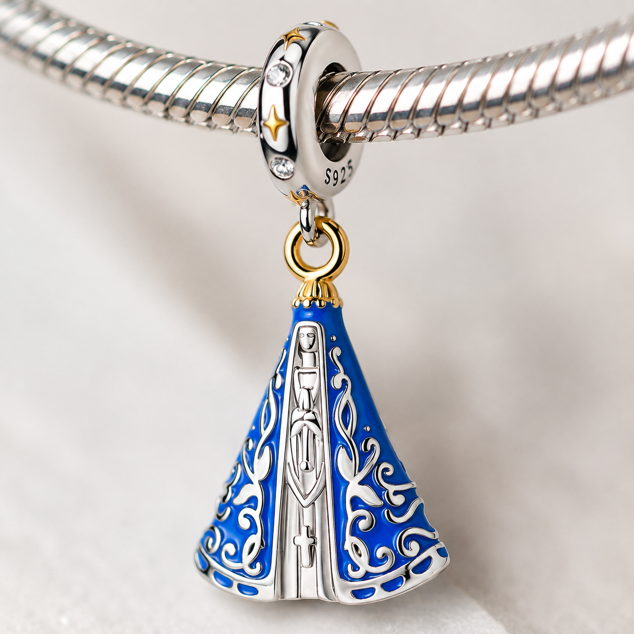 Dije Madre del Cielo Azul — Plata 925
