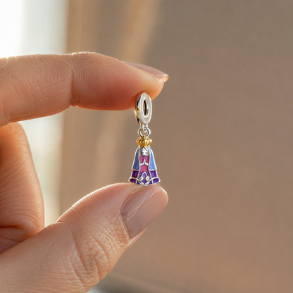 Dije Virgen del Manto Rosa Celestial — Plata 925