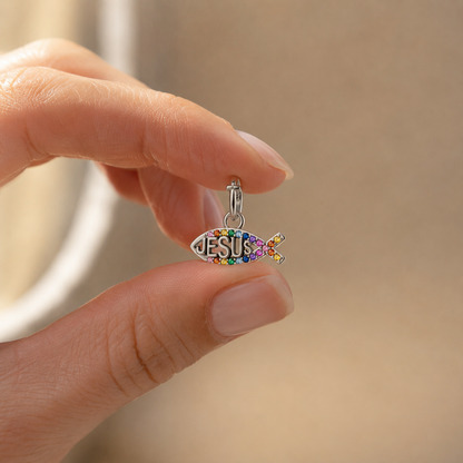 Dije Nombre de Jesús Arcoíris — Plata 925