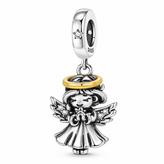 Dije Ángel con Aureola Dorada — Plata 925