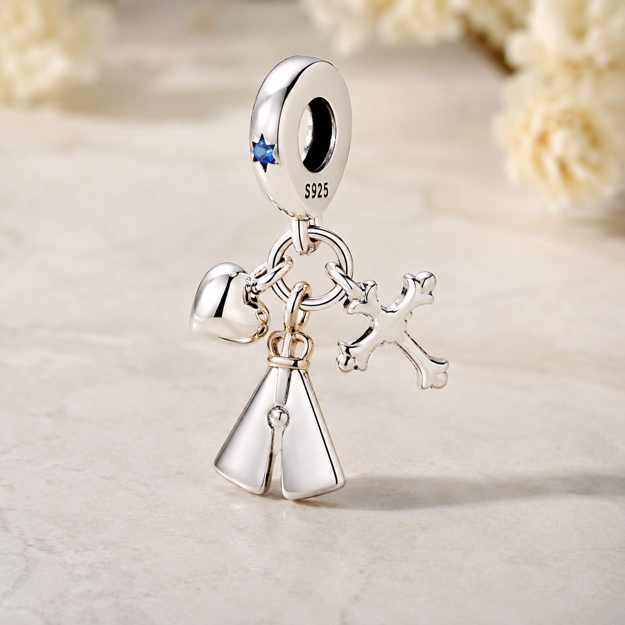 Dije Madre del Cielo Azul — Plata 925