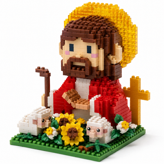 Lego Jesús con Ovejas y Flores