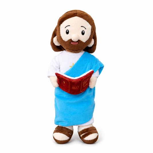 Peluche de Jesús con la Biblia — Muñeco Devocional