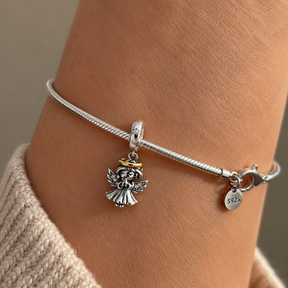 Dije Ángel con Aureola Dorada — Plata 925