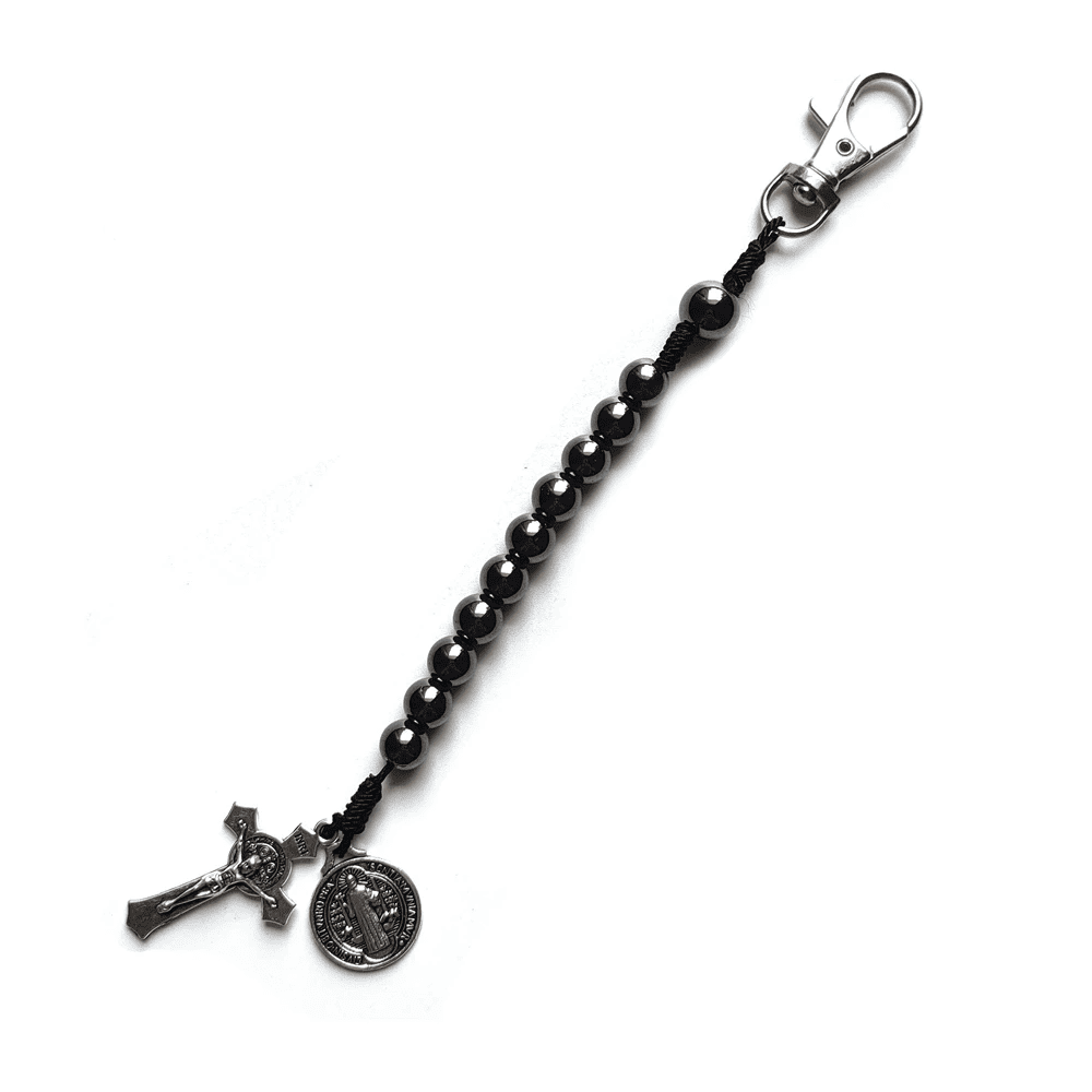 Mini Rosario Protector San Benito Hematita
