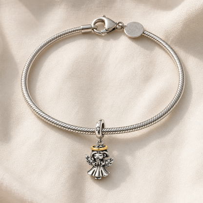 Dije Ángel con Aureola Dorada — Plata 925