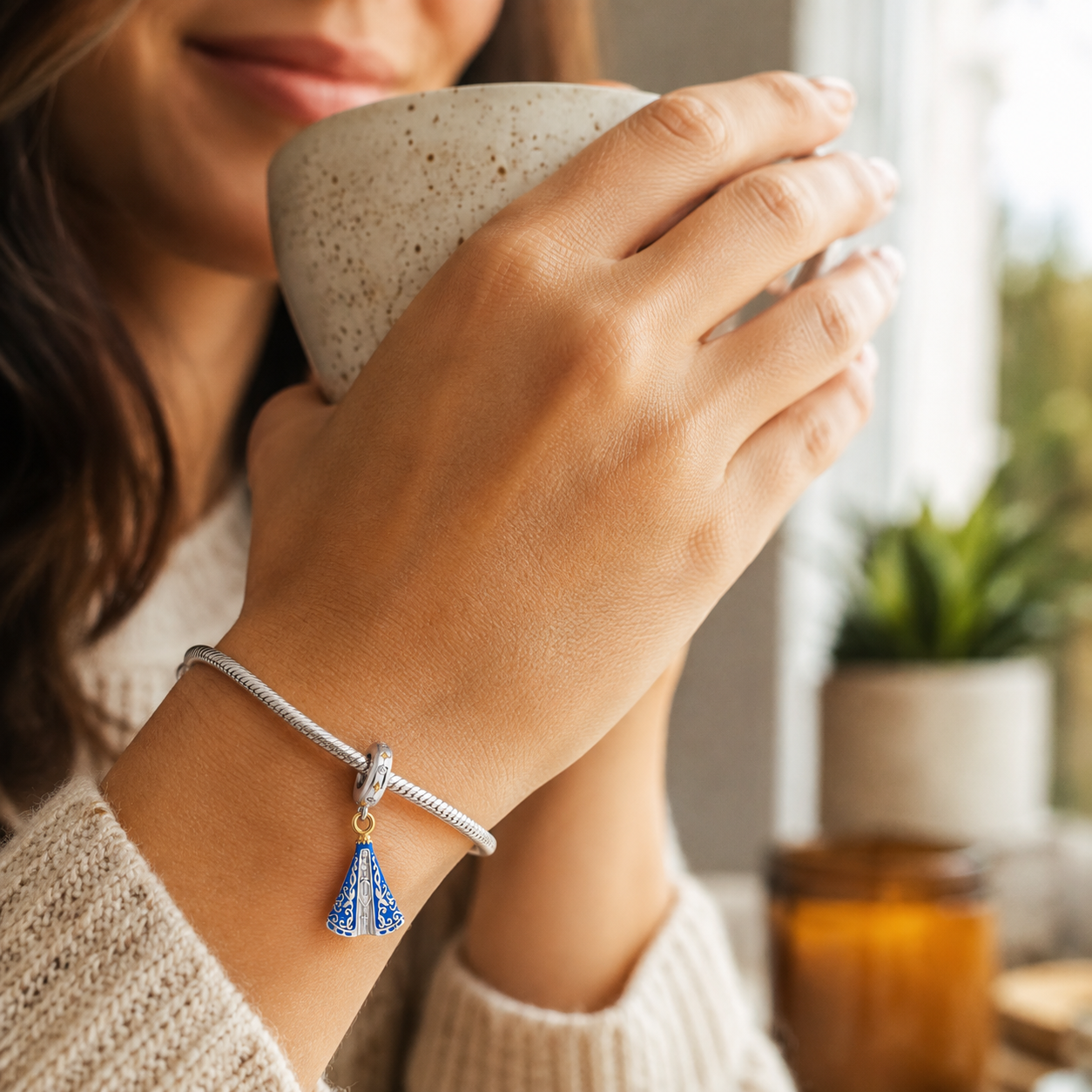 Dije Madre del Cielo Azul — Plata 925