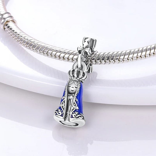 Dije de Plata 925 Colgante Nuestra Señora Manto Azul