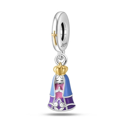 Dije Virgen del Manto Rosa Celestial — Plata 925