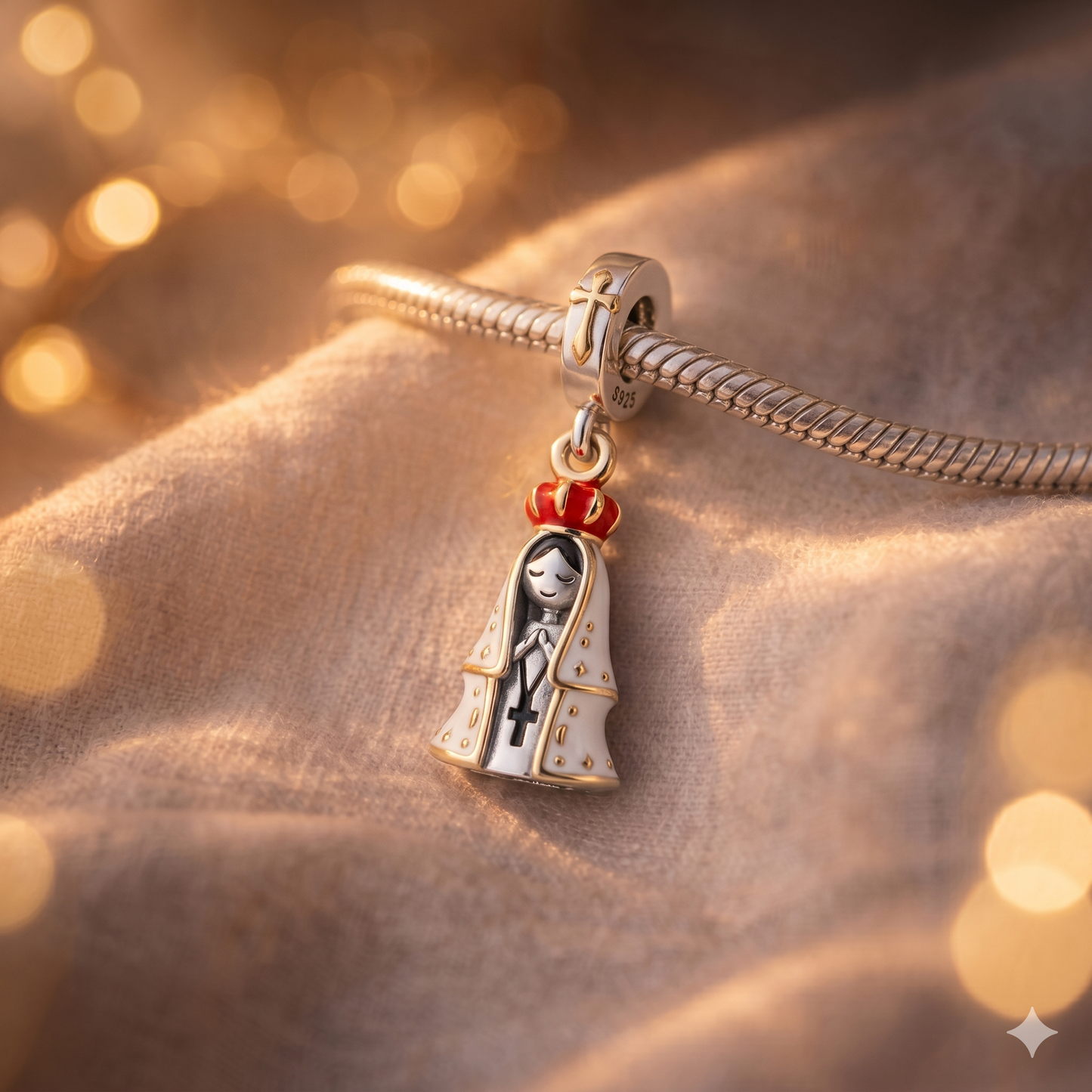 Dije Virgen de Fátima Mensajera de Paz — Plata 925