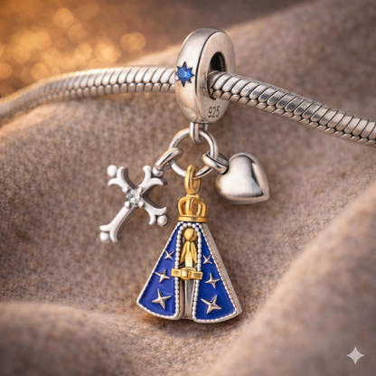 Dije Madre del Cielo Azul — Plata 925