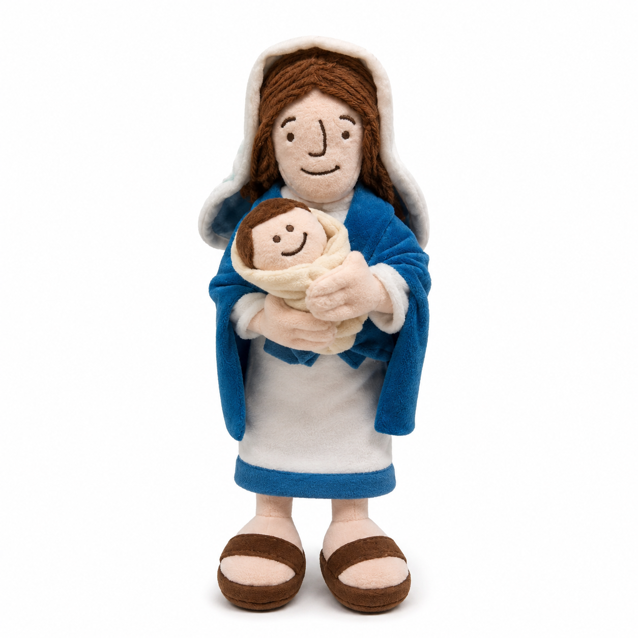 Peluche de la Virgen María con el Niño Jesús