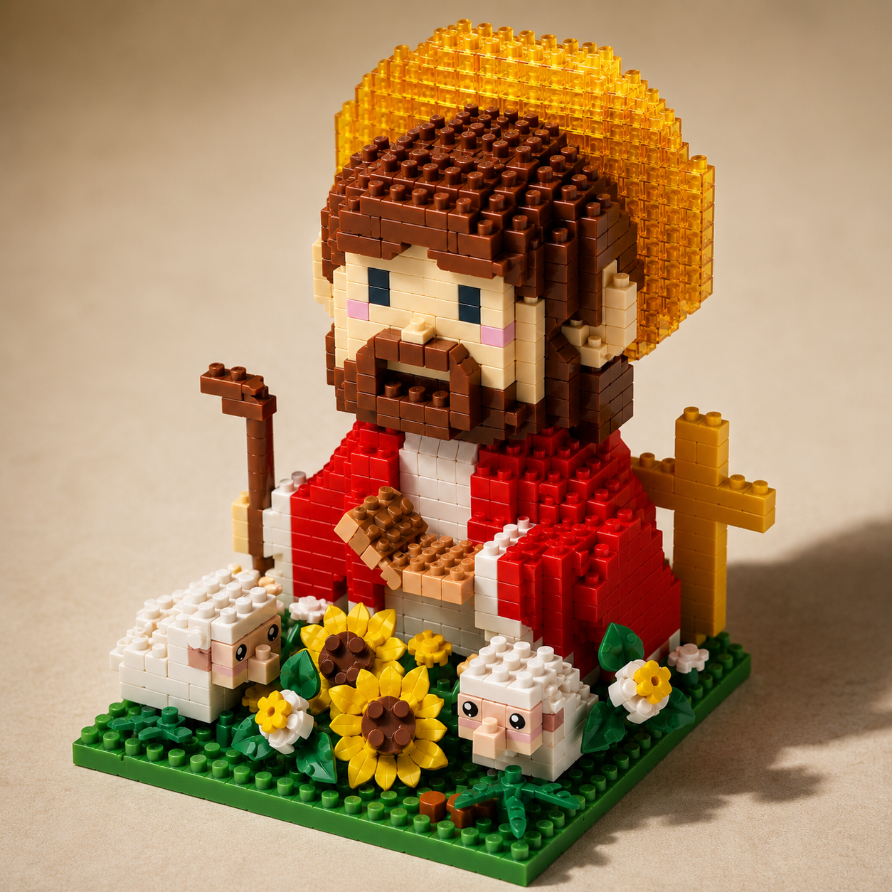 Lego Jesús con Ovejas y Flores