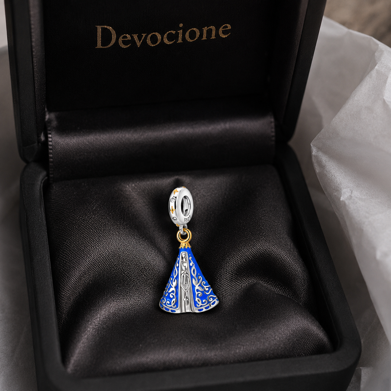 Dije Madre del Cielo Azul — Plata 925