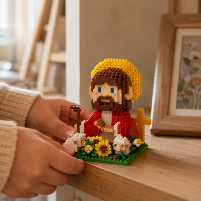 Lego Jesús con Ovejas y Flores