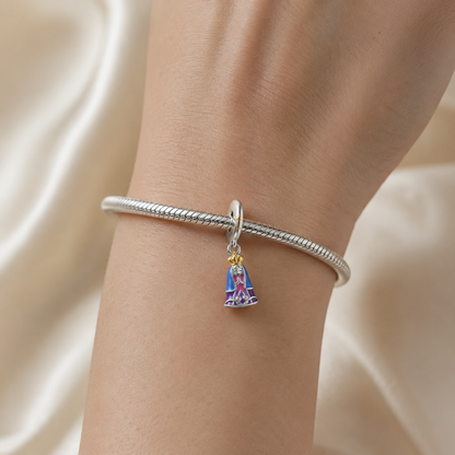 Dije Virgen del Manto Rosa Celestial — Plata 925
