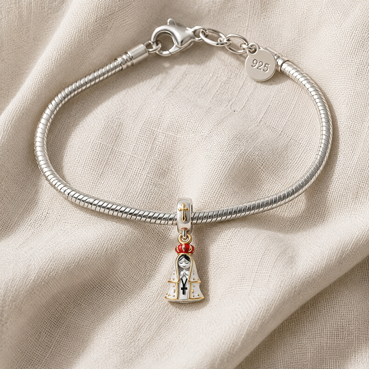 Dije Virgen de Fátima Mensajera de Paz — Plata 925