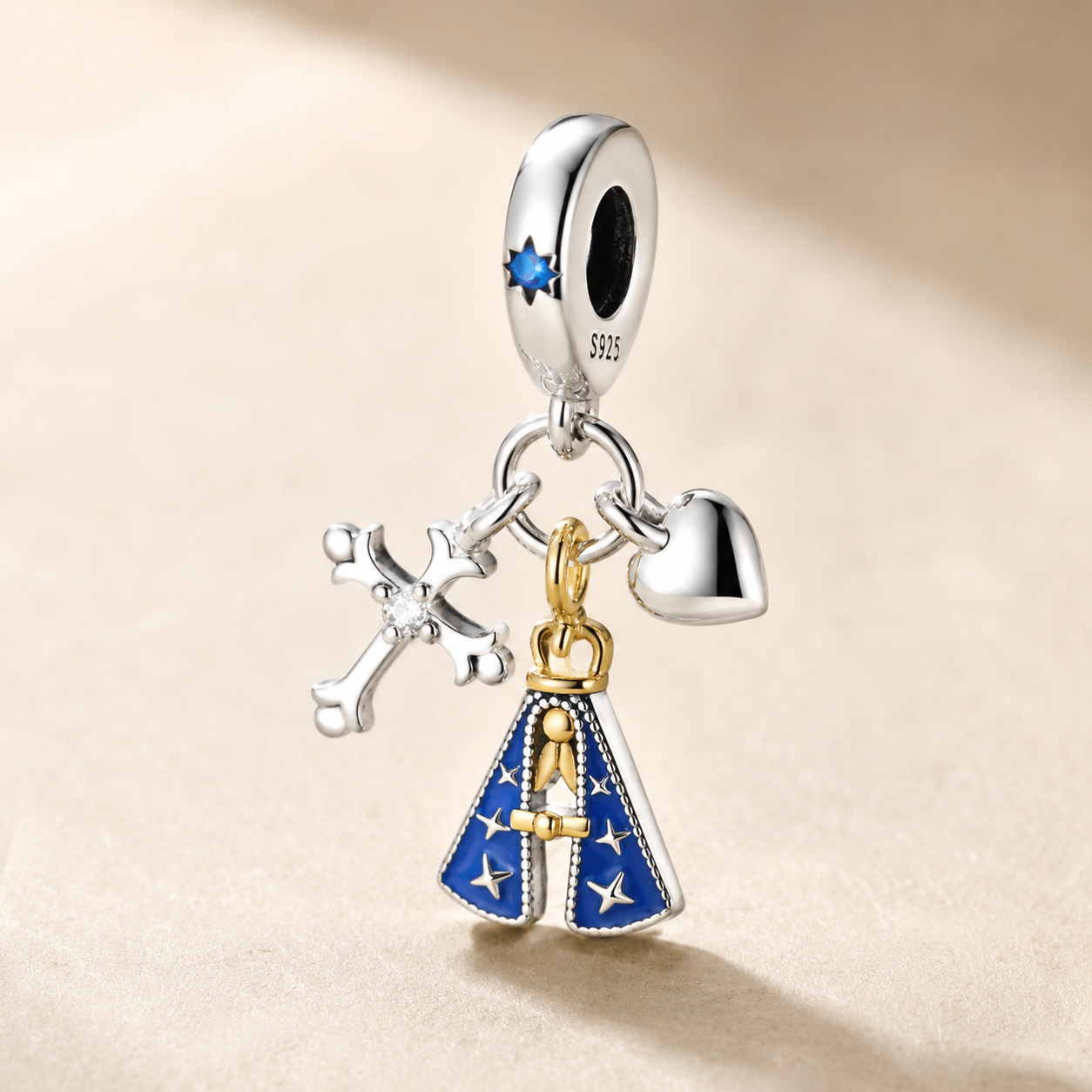 Dije Madre del Cielo Azul — Plata 925